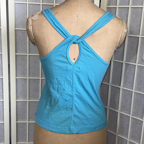 Y2K Vintage Aeropostale Blue Green Embroidered Logo Cross Cross Tank Top - Picture 2 of 15